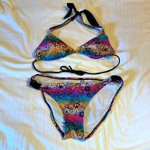 Tie-Dye Floral Bikini Set